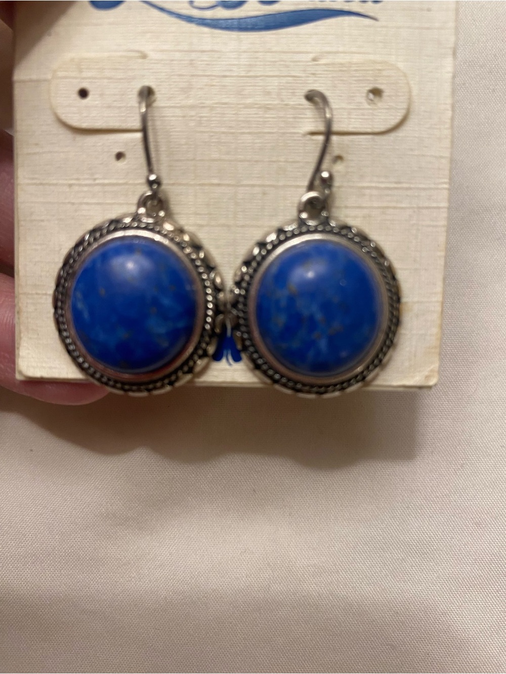 Lucky Brand Royal Blue Stone Drop Earrings with Silver-Tone Accents - Picture 4 of 4